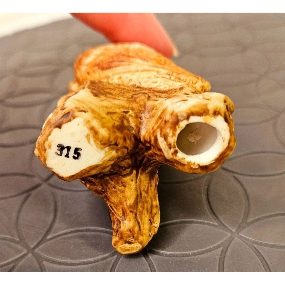 *Vintage Napcoware Porcelain Horned Owl on Log Figurine Brown 2‎ 3/4